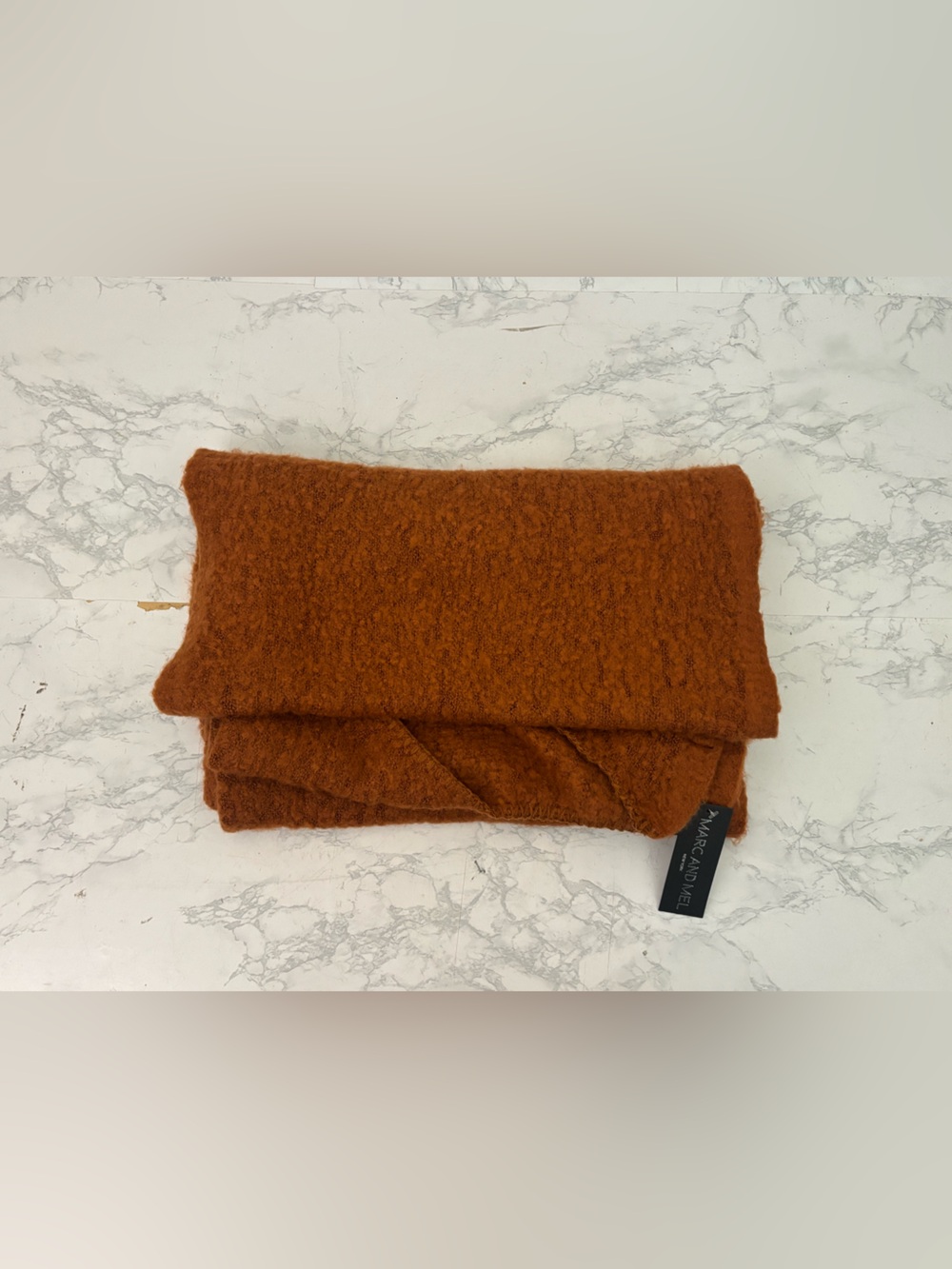 Marc And Scarf Knit Fuzzy Soft Long Brown Rectangle NWT